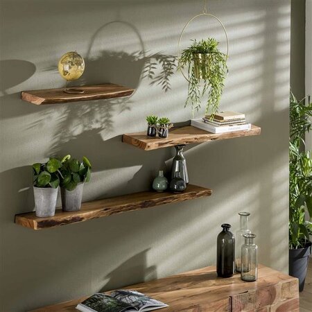 BelaLuz Landelijke wandplank Kayne 120 cm massief acaciahout