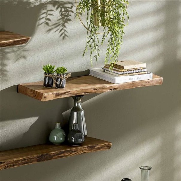 BelaLuz Wandplank - massief acaciahout - 90 cm - Kayne