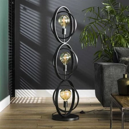 BelaLuz Moderne vloerlamp Ozon 3-lichts charcoal