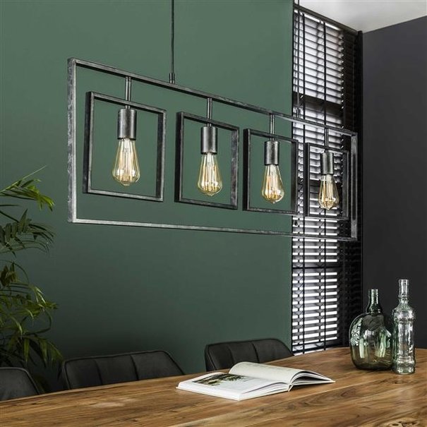BelaLuz Industriële - Hanglamp - Charcoal - 4 lichts - Flex
