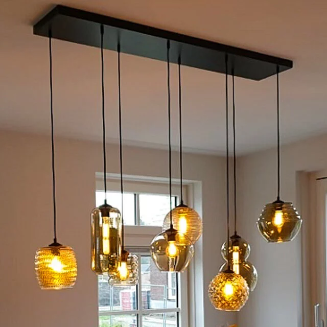 Hanglamp Quinto 8-lichts Zwart