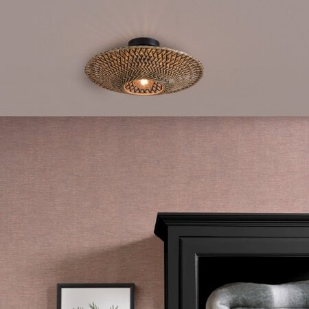 GOOD & MOJO Landelijke plafondlamp Bali Ø44 cm zwart naturel bamboe