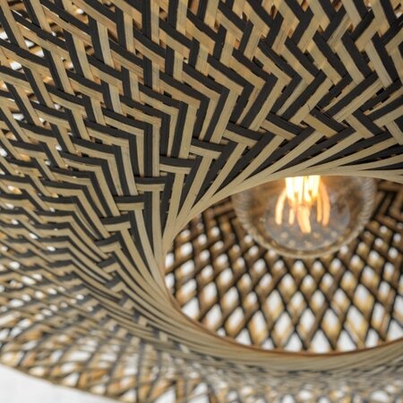 GOOD & MOJO Landelijke plafondlamp Bali Ø64 cm zwart naturel bamboe