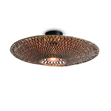 GOOD & MOJO Landelijke plafondlamp Bali Ø60 cm zwart naturel bamboe