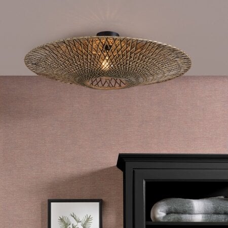 GOOD & MOJO Landelijke plafondlamp Bali Ø87 cm zwart naturel bamboe