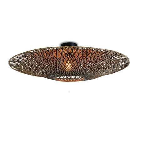 GOOD & MOJO Landelijke plafondlamp Bali Ø87 cm zwart naturel bamboe