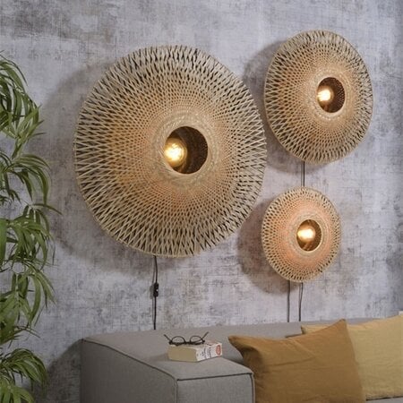 GOOD & MOJO Landelijke wandlamp Kalimantan Ø44cm bamboe naturel