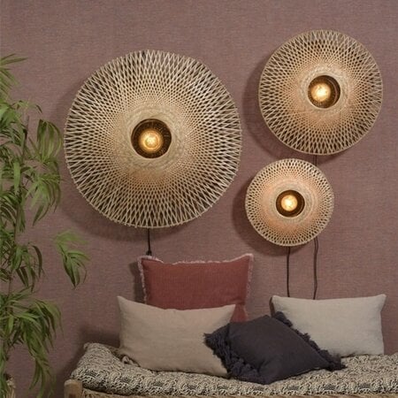 GOOD & MOJO Landelijke wandlamp Kalimantan Ø44cm bamboe naturel