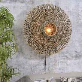 Wandlamp Bali Ø87 cm zwart/naturel L