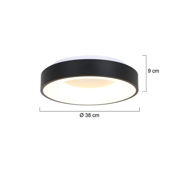 Moderne - Plafondlamp - zwart- Ø38 cm - Ringlede