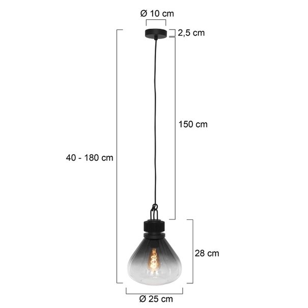 Steinhauer Moderne - Hanglamp - Zwart - 1-lichts - Flere - Medium