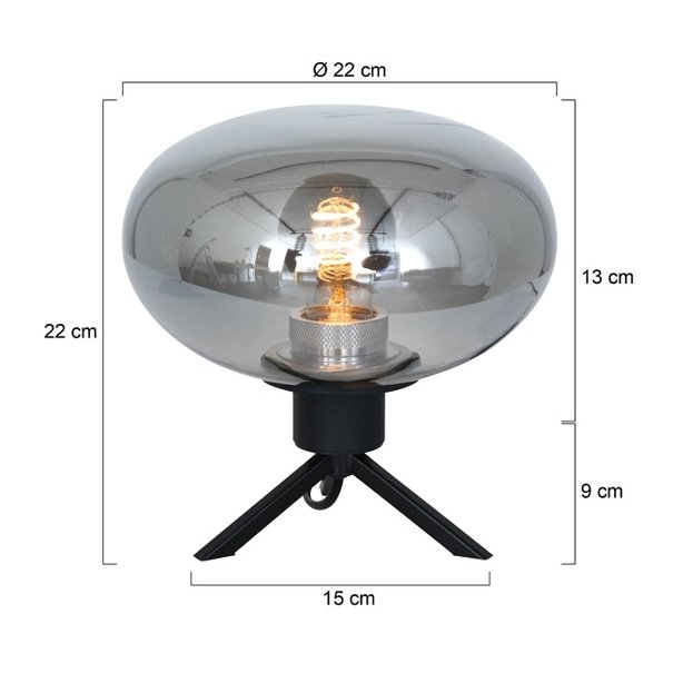 Steinhauer Moderne - Tafellamp - 1-lichts - Zwart/Smoke - Reflexion