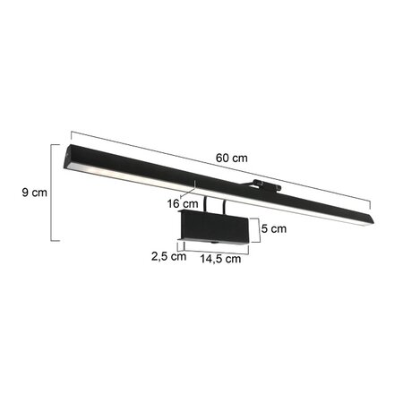 Steinhauer Moderne wandlamp Litho 60 cm zwart