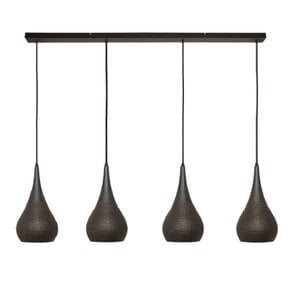 Freelight Industriële hanglamp Bruciato 4-lichts zwart bruin