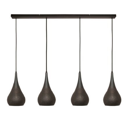Freelight Industriële hanglamp Bruciato 4-lichts zwart bruin
