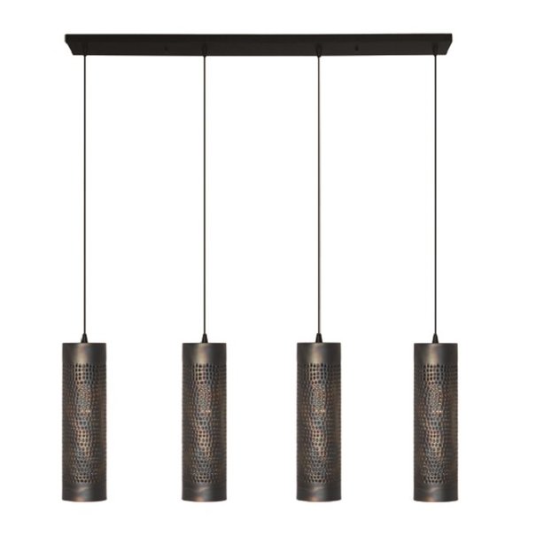 Freelight Industriële - Hanglamp - Zwart / bruin - 4 lichts - Forato