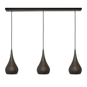 Freelight Industriële hanglamp Bruciato 3-lichts op balk zwart bruin