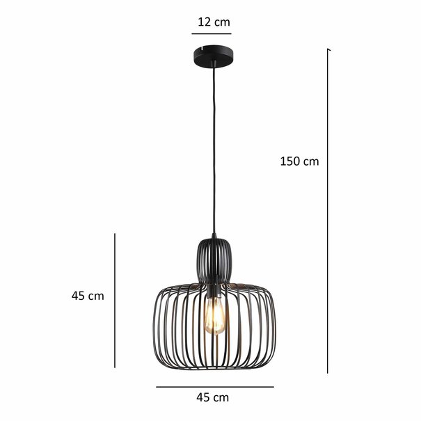 Freelight Moderne - Hanglamp - Zwart - 45 cm - Costola