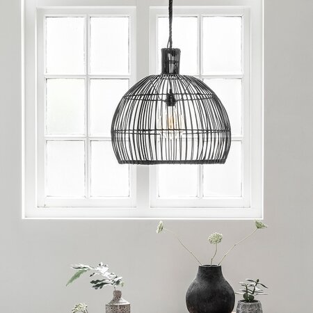 BelaLuz Landelijke hanglamp Las Salinas zwart rattan