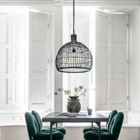 BelaLuz Landelijke hanglamp Las Salinas zwart rattan