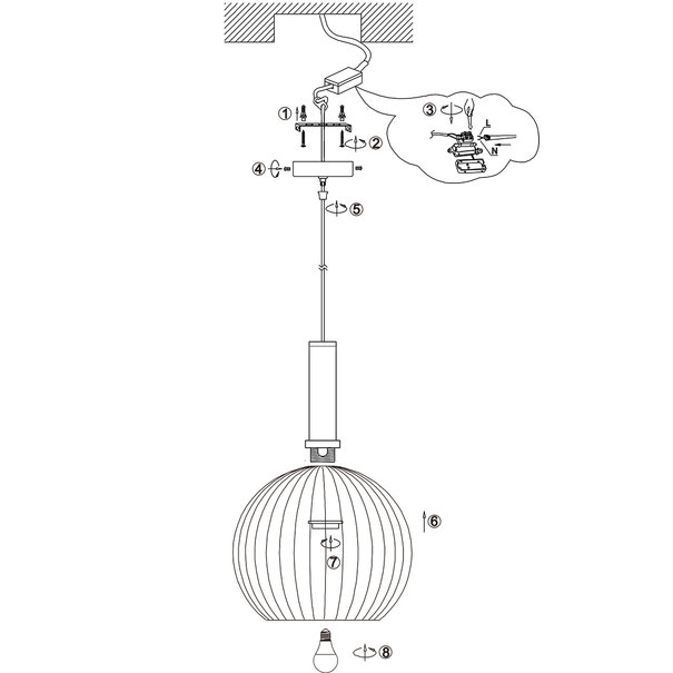 Mexlite Moderne - Hanglamp - Zwart - 45 cm - Aureole