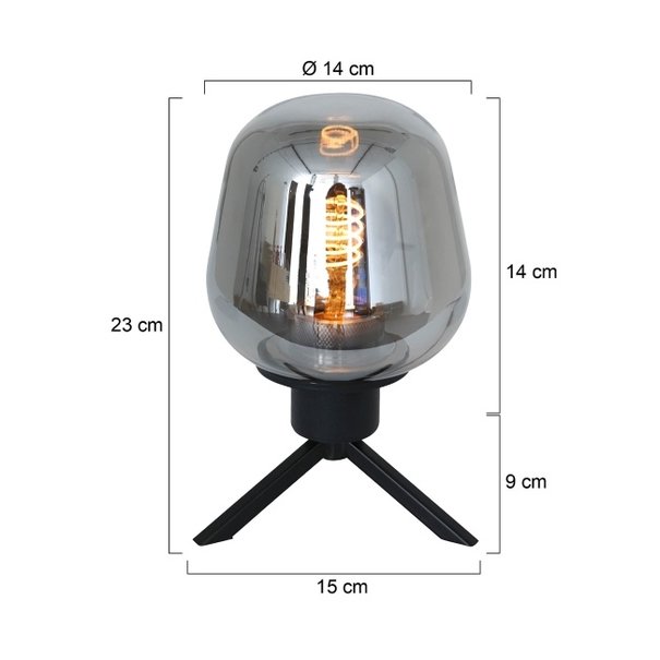 Steinhauer Moderne - Tafellamp - 1-lichts - Zwart/Smoke - Reflexion