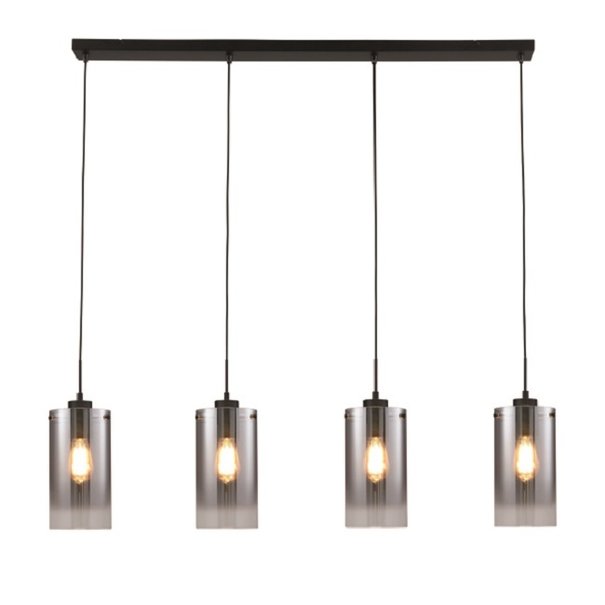 Freelight Moderne - Hanglamp - Zwart - Smoke glas - 4 lichts - Ventotto