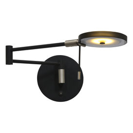 Wandlamp Turound zwart met smoke glas