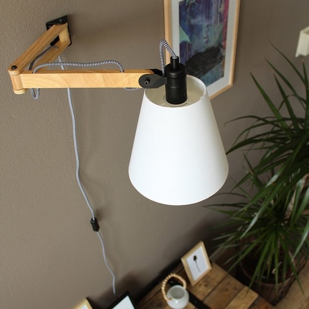 Mexlite Landelijke - Wandlamp - Wit - Eikenhout - Liv
