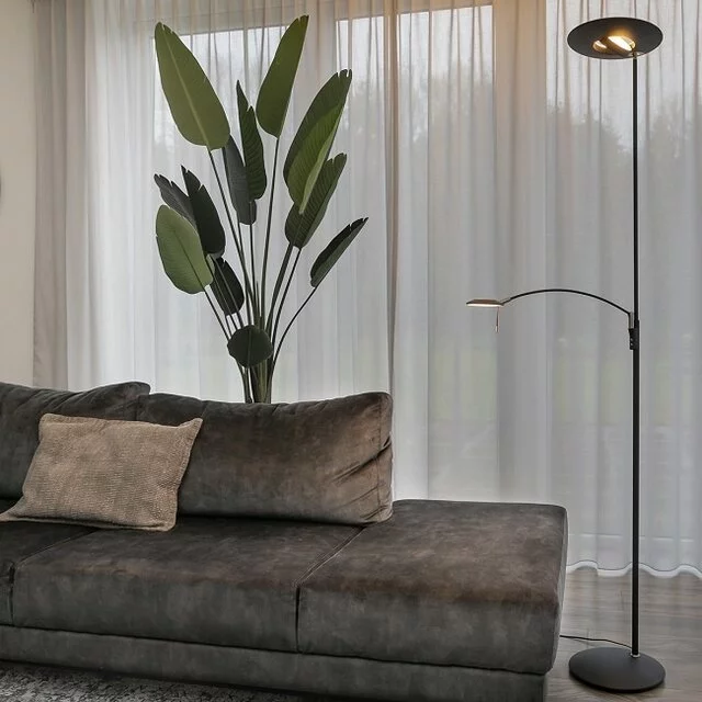 Vloerlamp Zenith Met leeslamp Zwart
