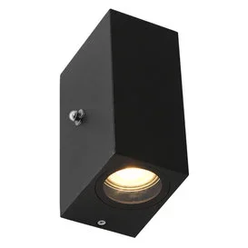 Buiten wandlamp Logan 2lichts 4W vierkant zwart incl. sensor