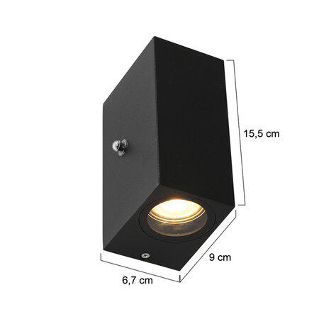 Steinhauer Moderne buiten wandlamp Logan 2-lichts IP54 zwart met sensor