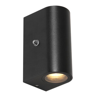 Buiten Wandlamp Logan 2lichts 4W rond zwart incl. sensor