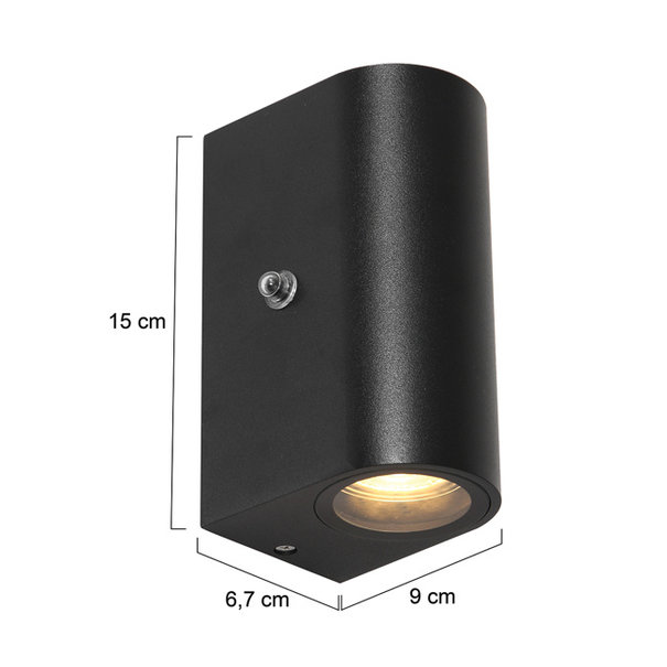 Steinhauer Moderne - Buiten wandlamp - Zwart - 2lichts - IP44 - Logan