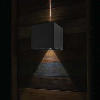 Buiten wandlamp Logan 2x3W zwart vierkant incl sensor