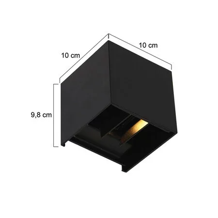 Steinhauer Moderne buiten wandlamp Logan vierkant IP54 zwart licht instelbaar