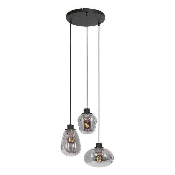 Steinhauer Moderne - Hanglamp - 3-lichts - Zwart/Smoke - Reflexion