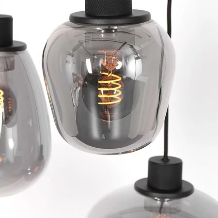Steinhauer Moderne hanglamp Reflexion 3-lichts zwart met smoke glas
