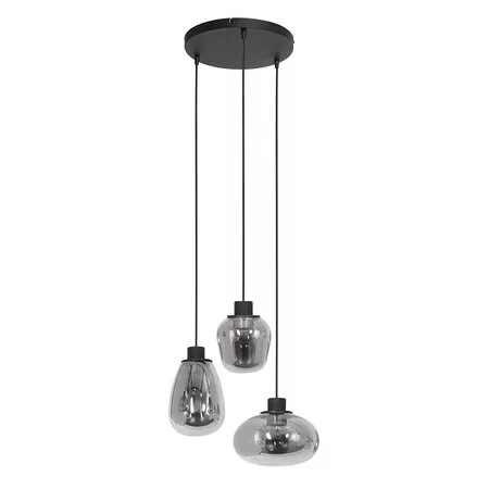 Steinhauer Moderne hanglamp Reflexion 3-lichts zwart met smoke glas