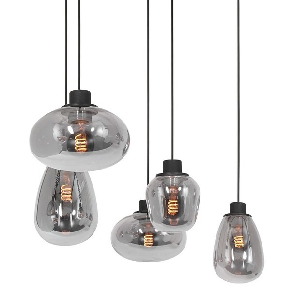Steinhauer Moderne - Hanglamp - 5-lichts - Zwart/Smoke - Reflexion