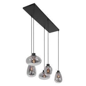 Steinhauer Moderne hanglamp Reflexion 5-lichts zwart met smoke glas