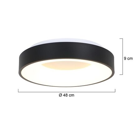 Steinhauer Moderne plafondlamp Ringlede Ø48 cm zwart