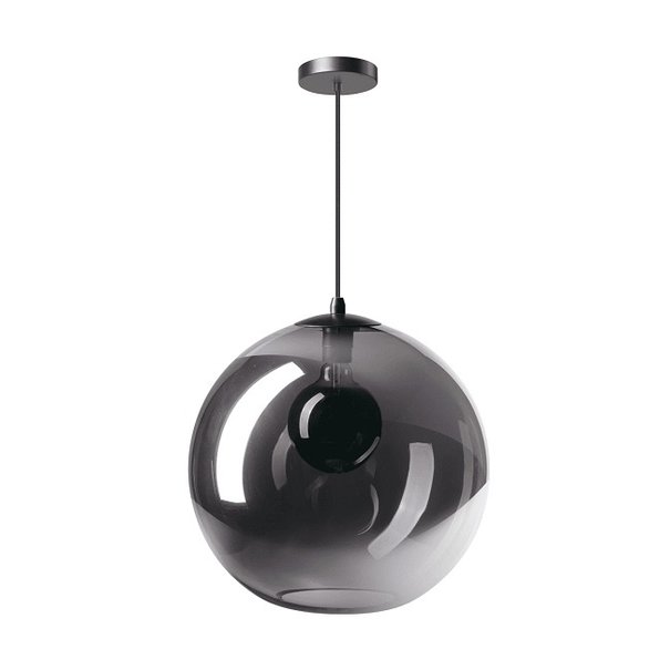 ETH Moderne - Hanglamp - Zwart - Smoke glas - 1 lichts - Ø40 cm - Orb