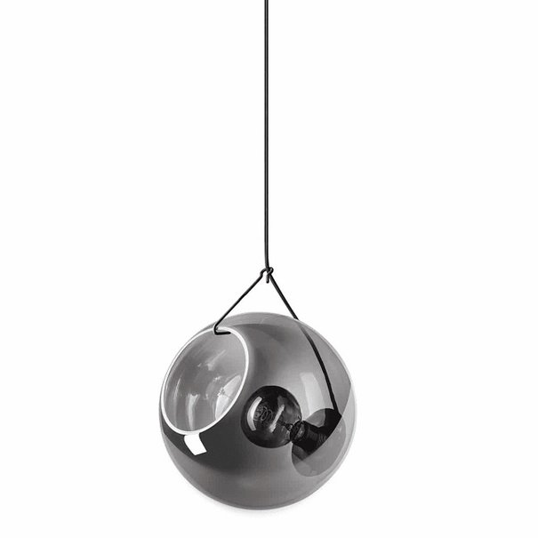 ETH Moderne - Hanglamp - Zwart - Smoke glas - 1 lichts - Ø40 cm - Orb