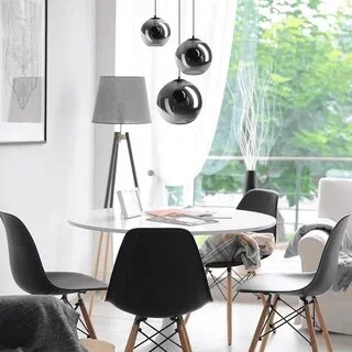 Hanglamp Orb 3-lichts getrapt smoke glas / zwart