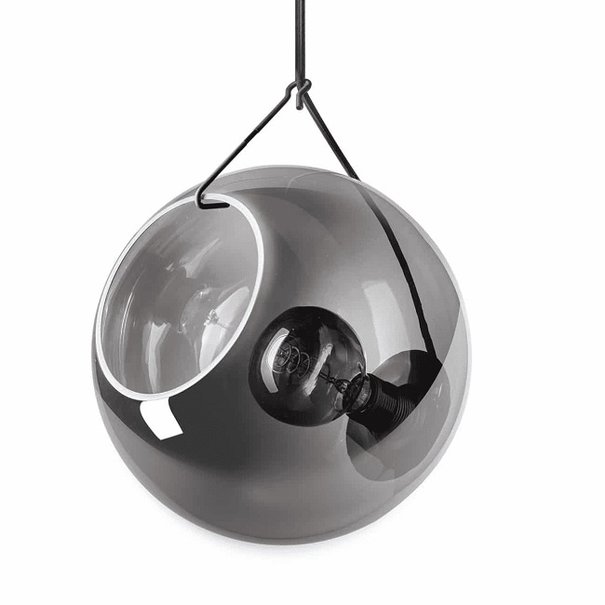 ETH Moderne - Hanglamp - Zwart - Smoke glas - 3 lichts - getrapt - Orb