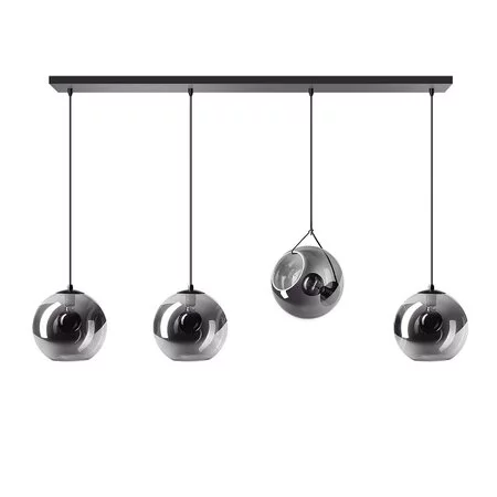 ETH Moderne hanglamp Orb 4-lichts Ø25 cm zwart met smoke glas