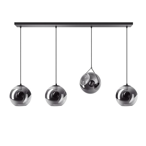 ETH Moderne - Hanglamp - Zwart - Smoke glas - 4 lichts - Ø25 cm - Orb