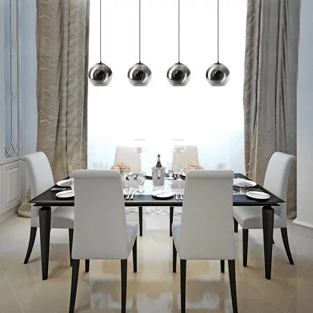 ETH Moderne hanglamp Orb 4-lichts Ø25 cm zwart met smoke glas