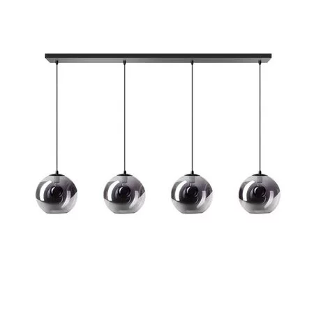 ETH Moderne hanglamp Orb 4-lichts Ø25 cm zwart met smoke glas